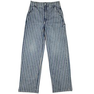 MOTHER The Stud Finder Sneak Jeans Womens 27 Striped Straight Leg Carpenter USA